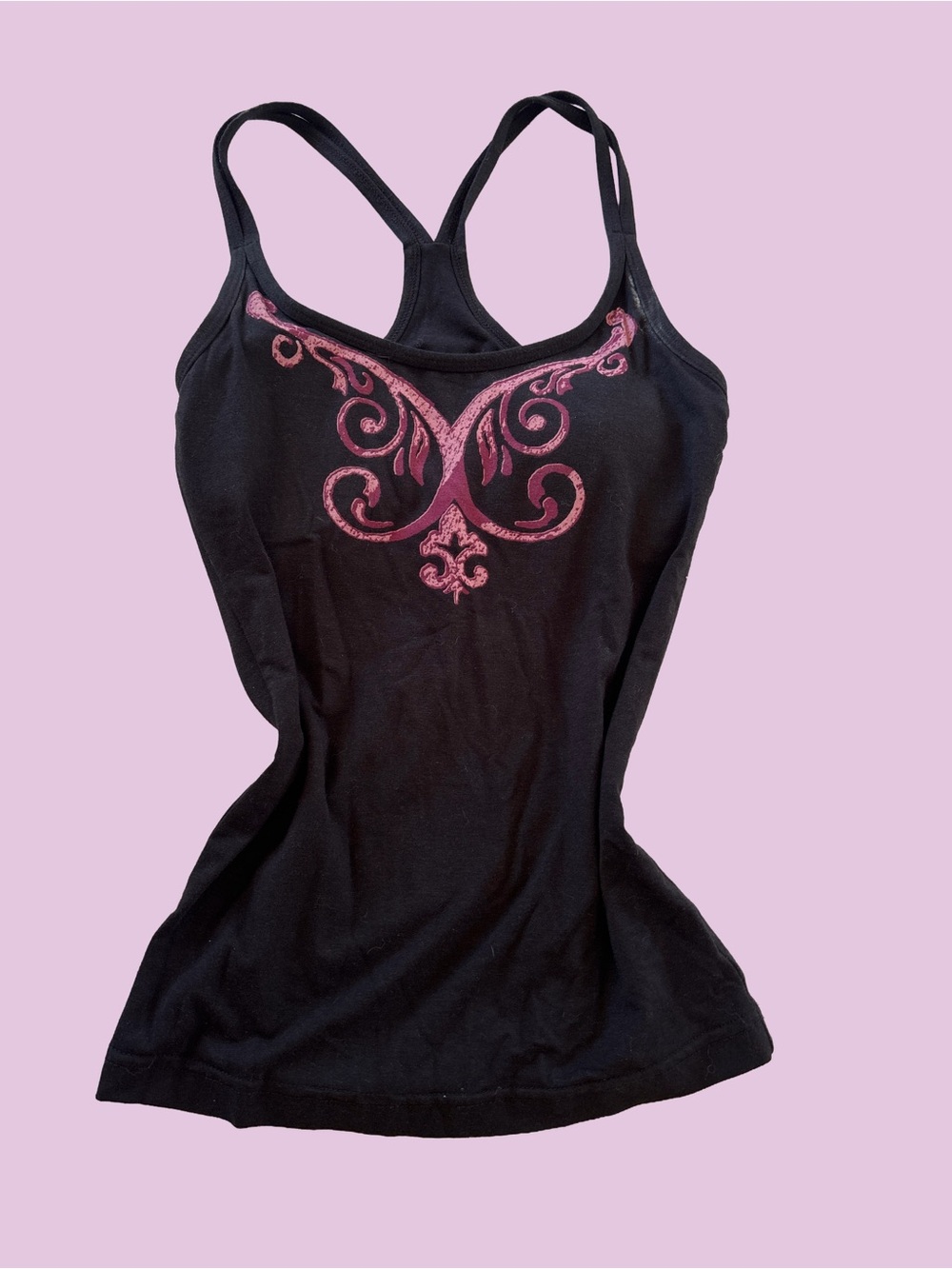 True Vintage 2000s Green Apple Pink Embroidered Tank